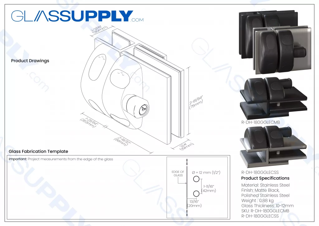 180° Glass to Glass Latch for Frameless Glass Railing