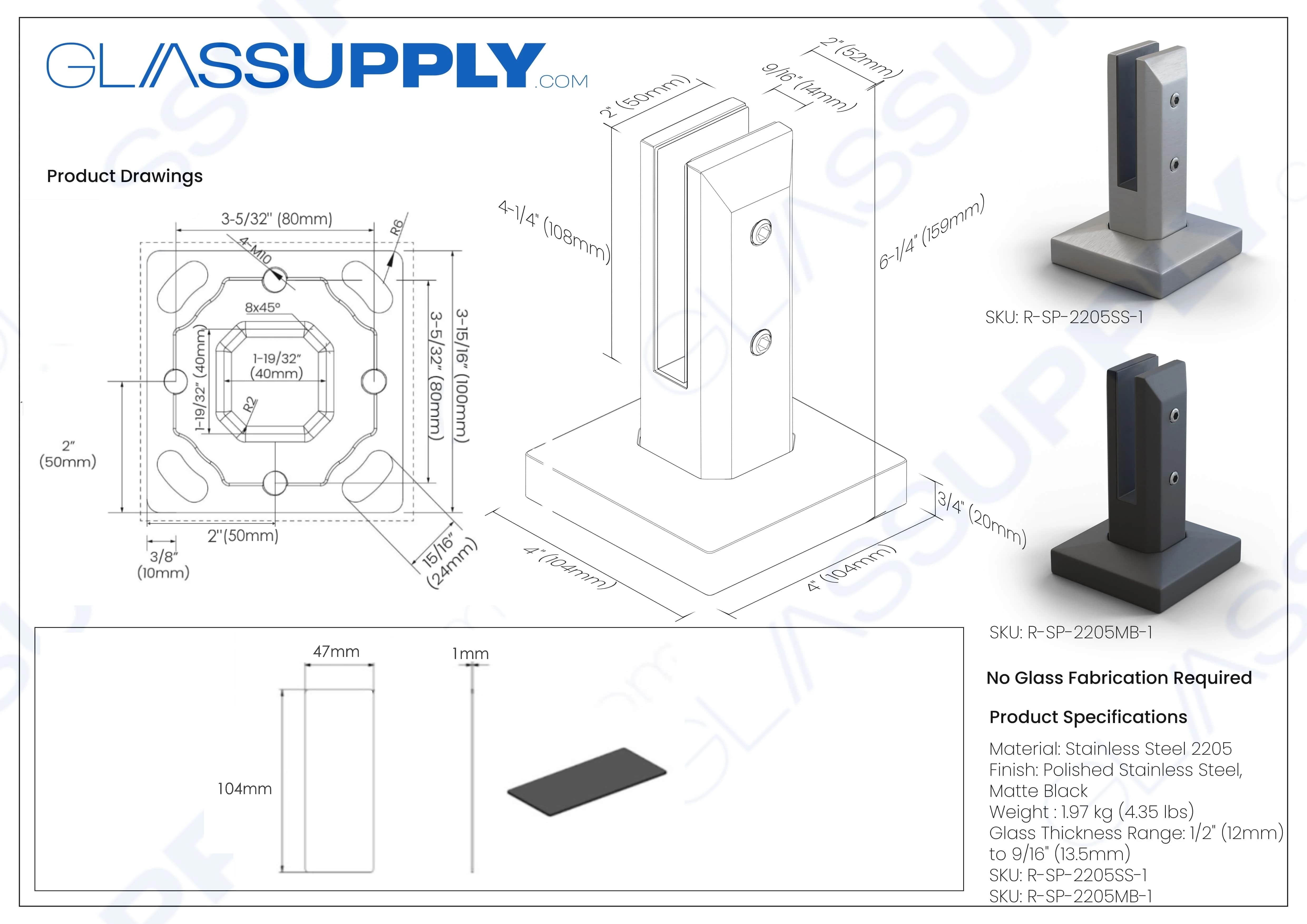GS 2205 Duplex Stainless-Steel Surface Mount Spigot