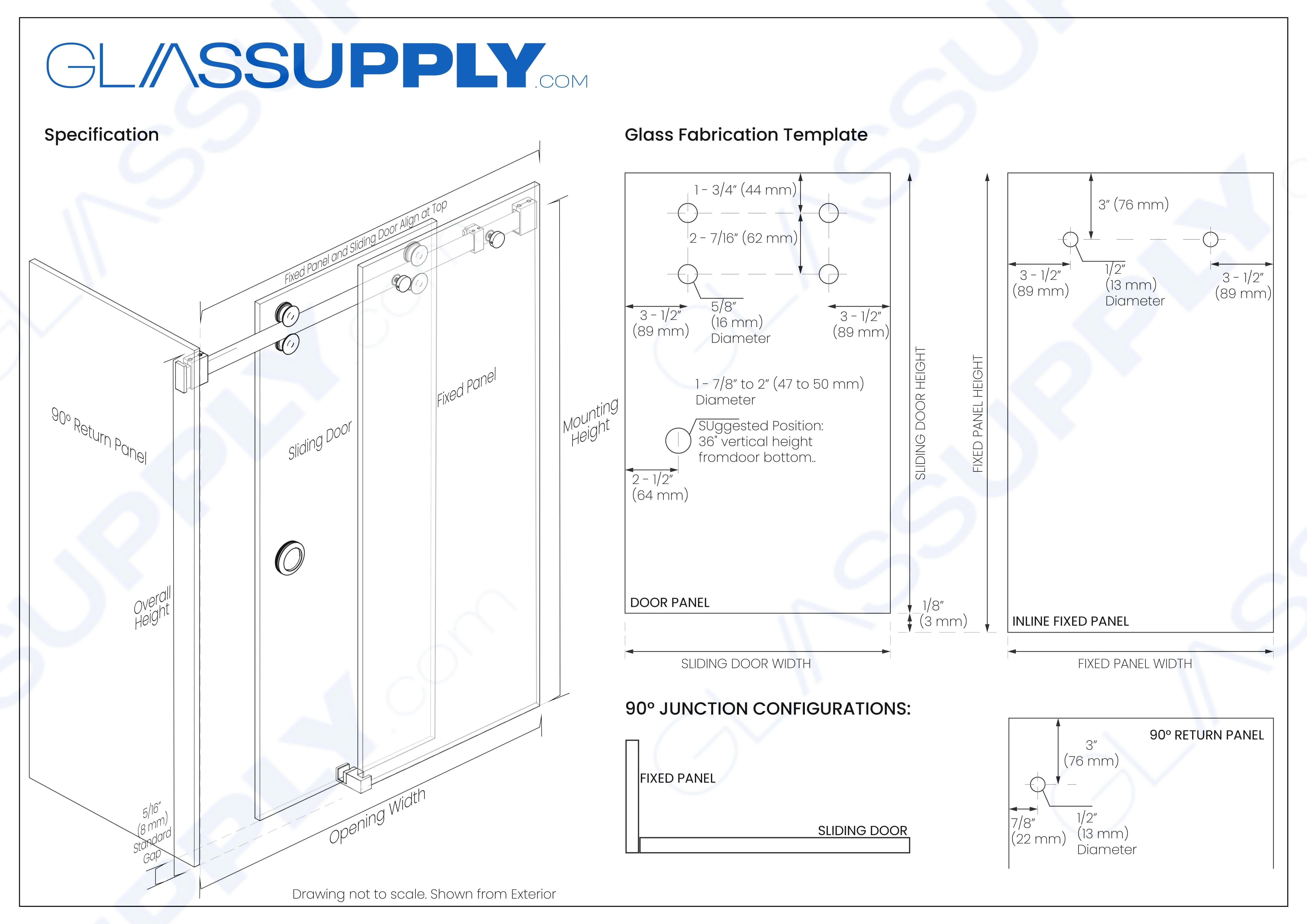 90 Degree Adaptor for GS Sliding Door System