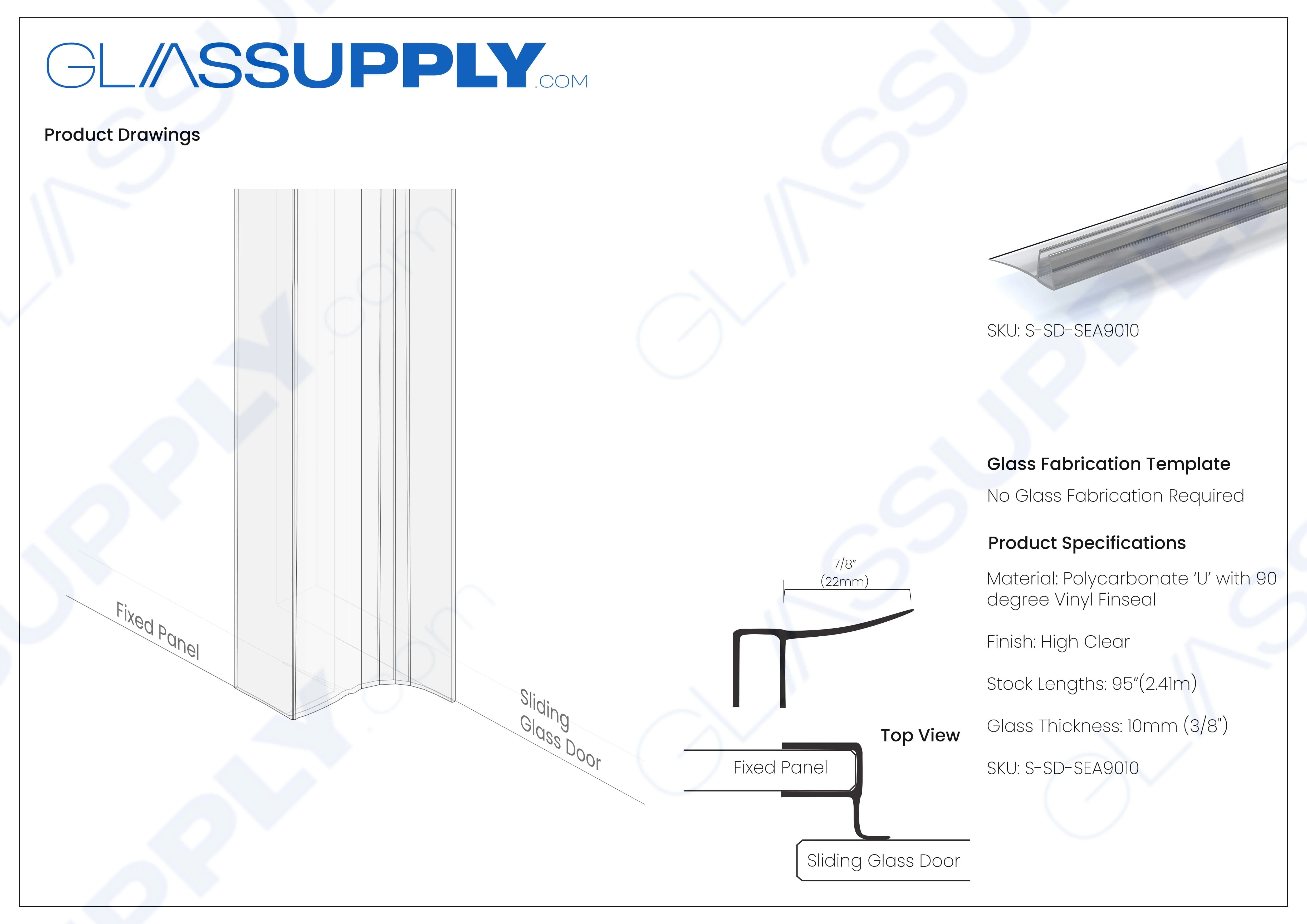 Polycarbonate U and Vinyl Fin Seal for Sliding Shower Door