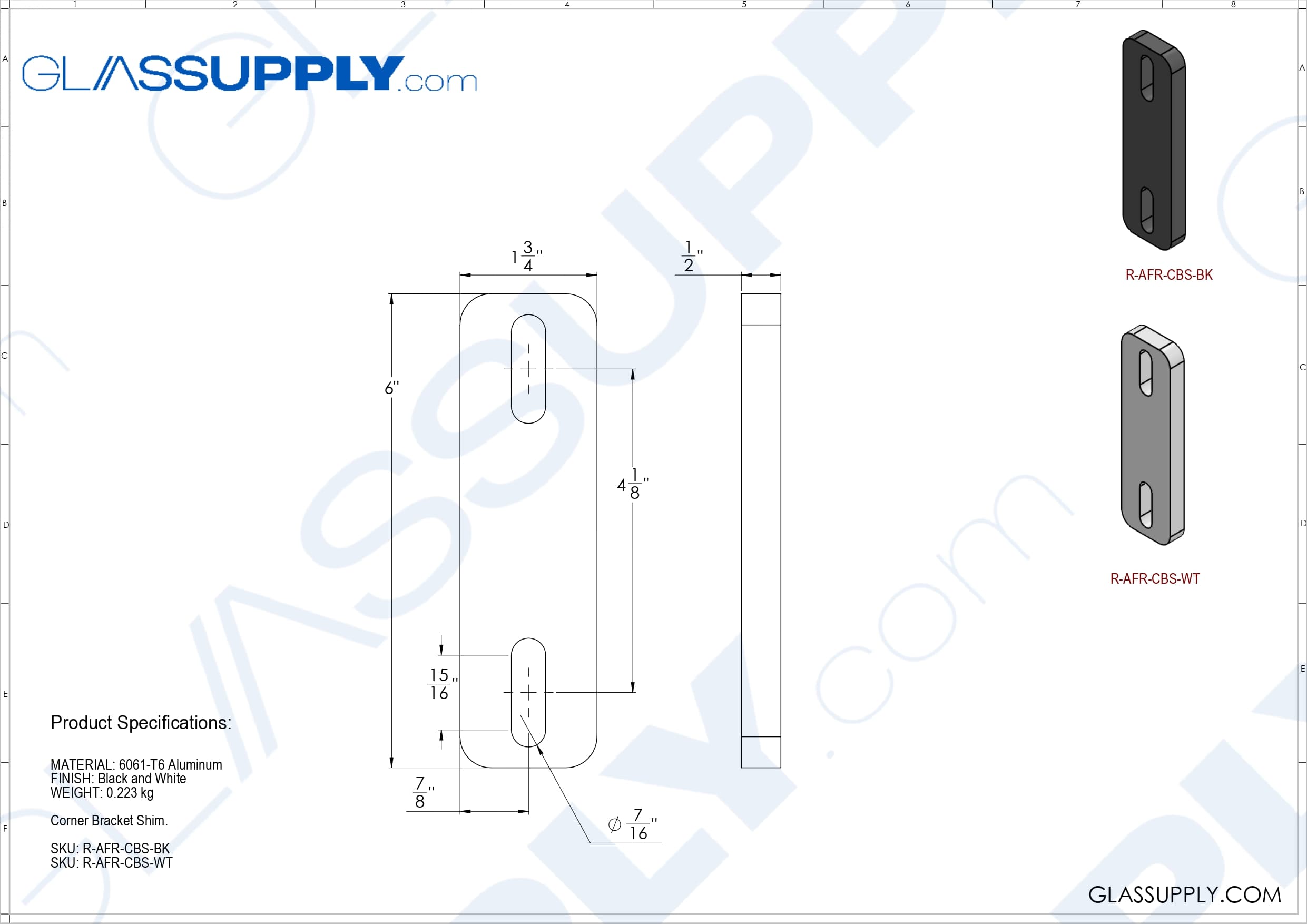 1/2" Thick Corner Bracket Shim
