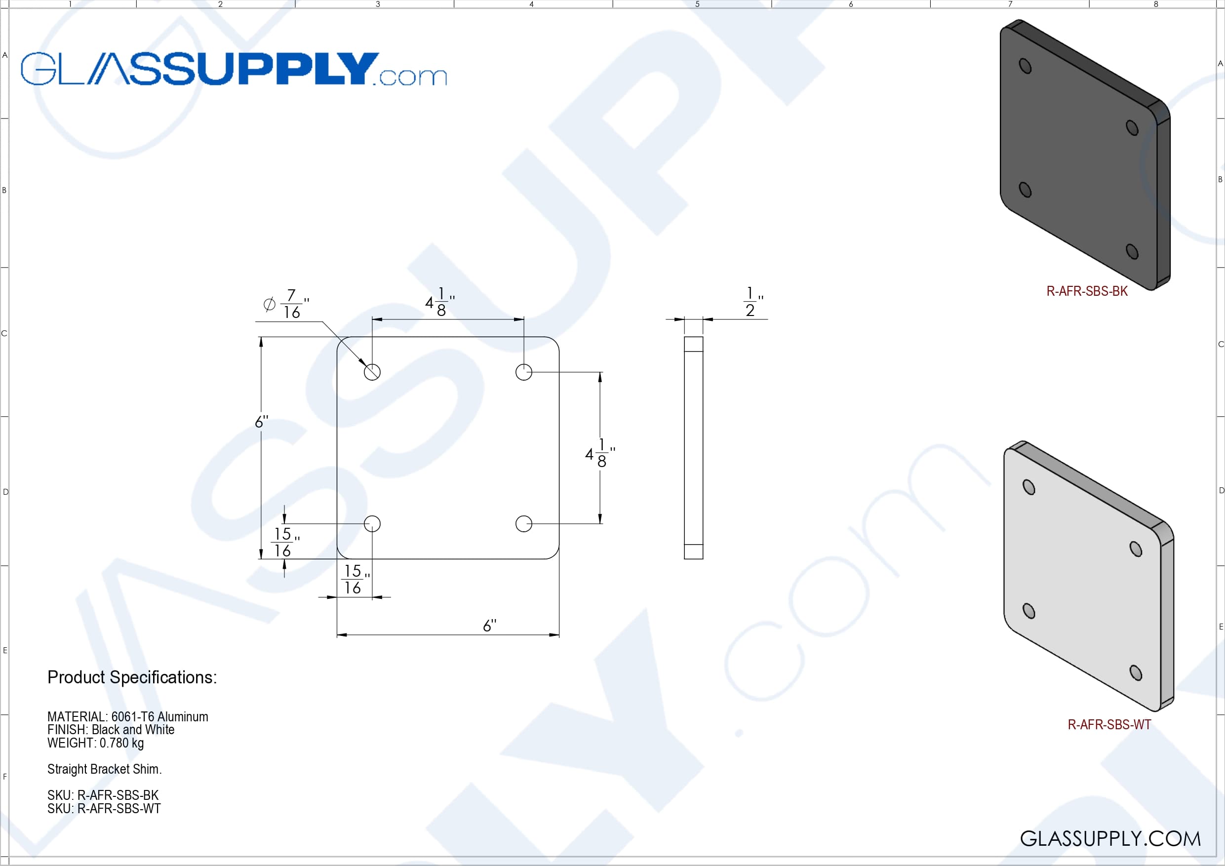 1/2" Thick Straight Fascia Bracket Shim