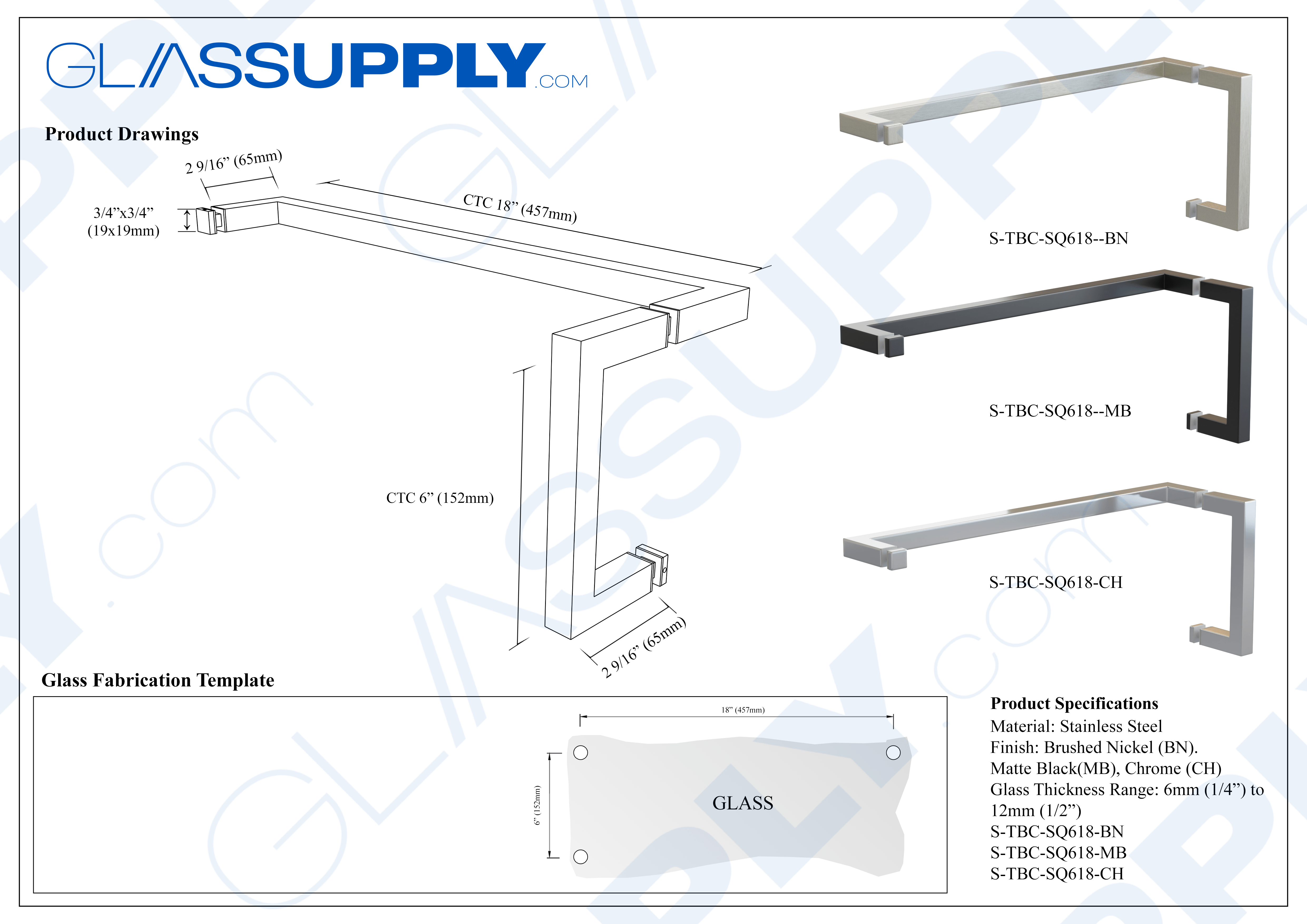 Square Tubular Handle and Towel Bar Combo