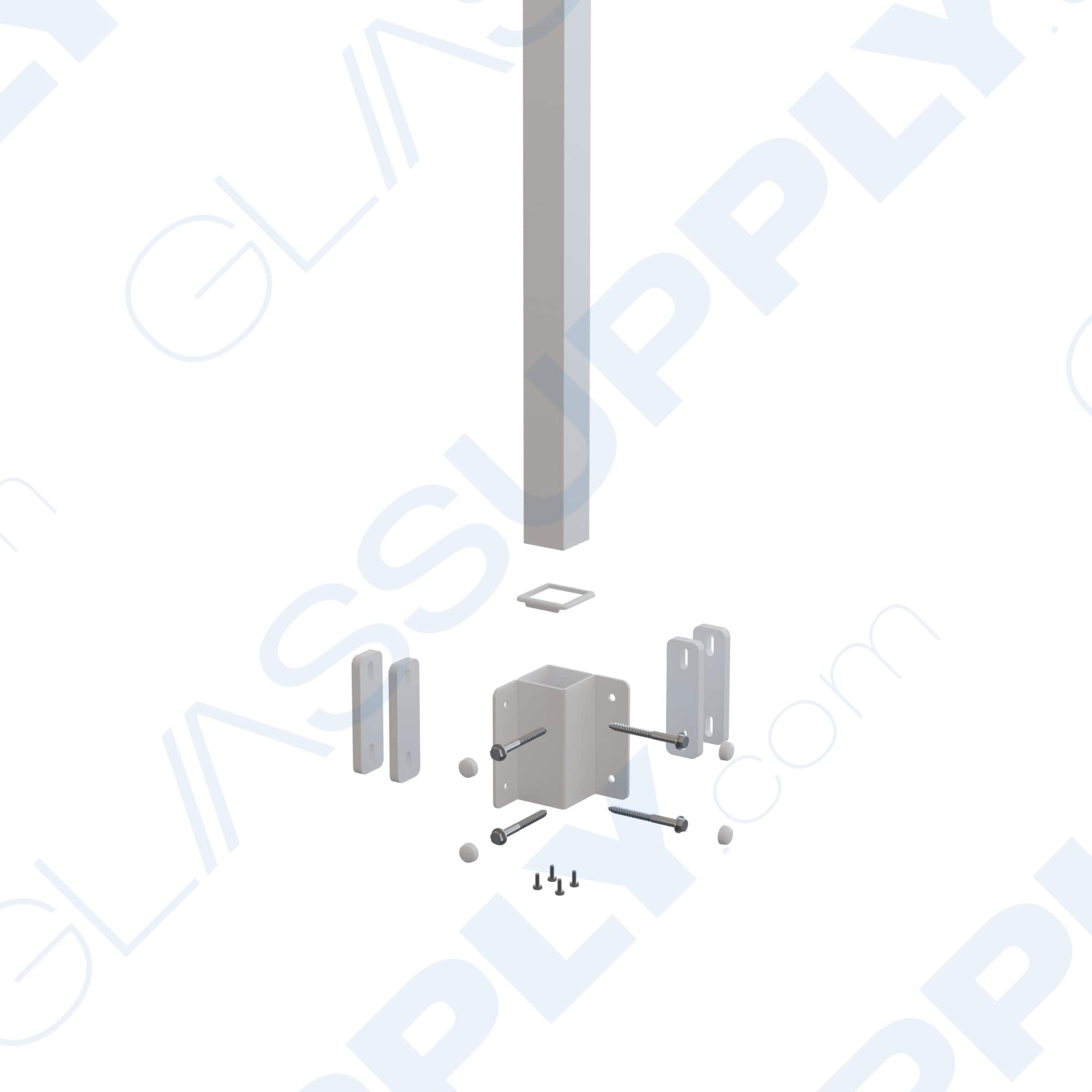 Inside Corner Fascia Mounted 2 1/4" Square Post Kit