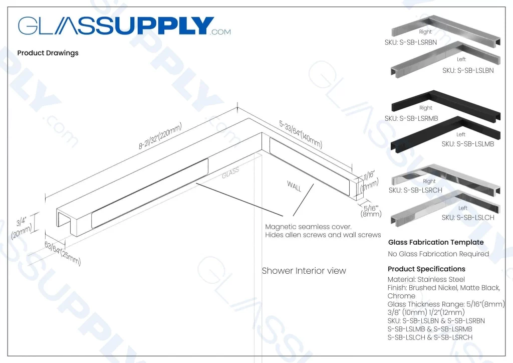 L Shaped Top Mounted Support Bar
