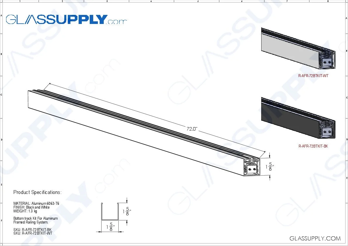 Bottom Track Kit for Aluminum Framed Railing