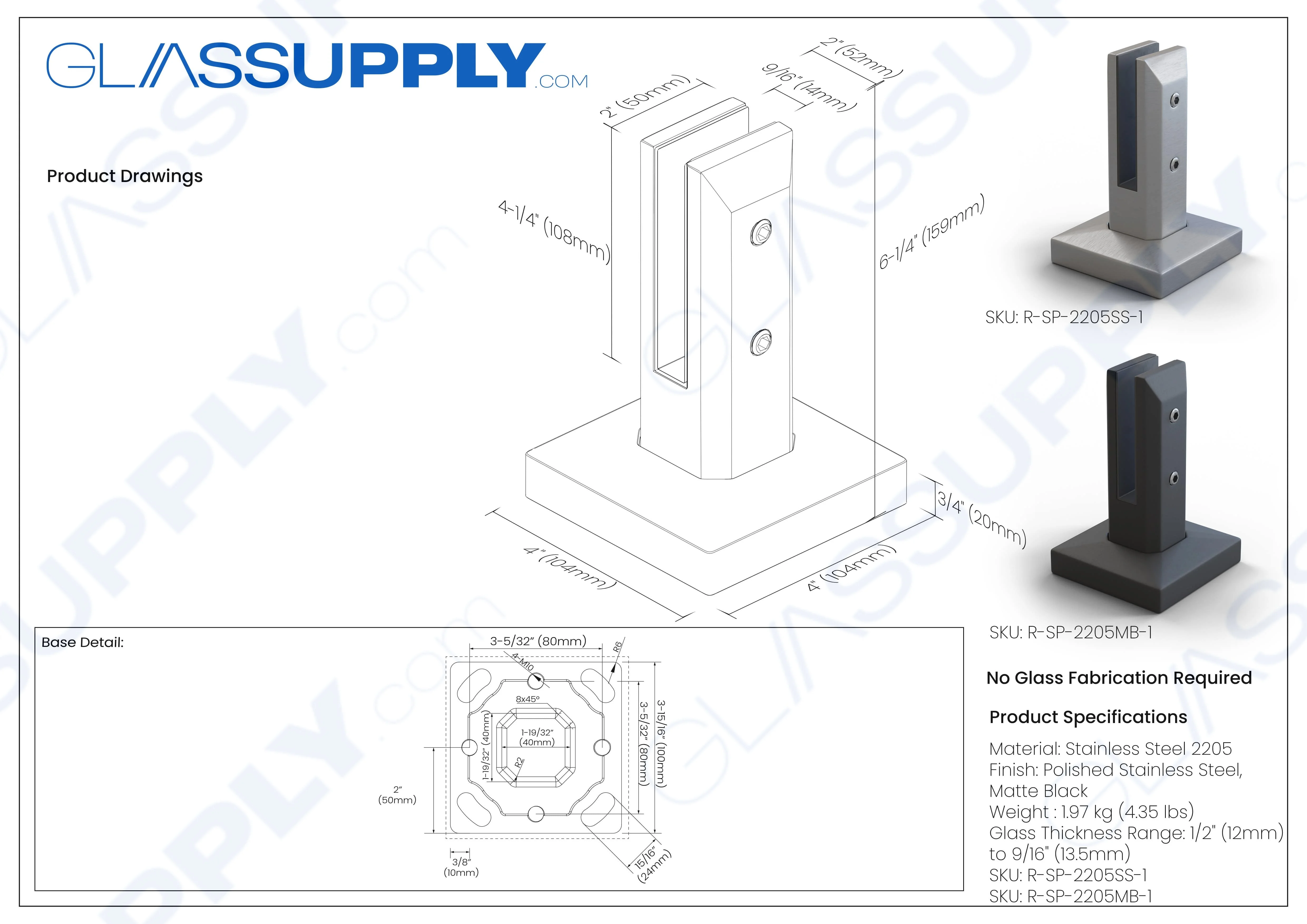 GS 2205 Duplex Stainless-Steel Surface Mount Spigot