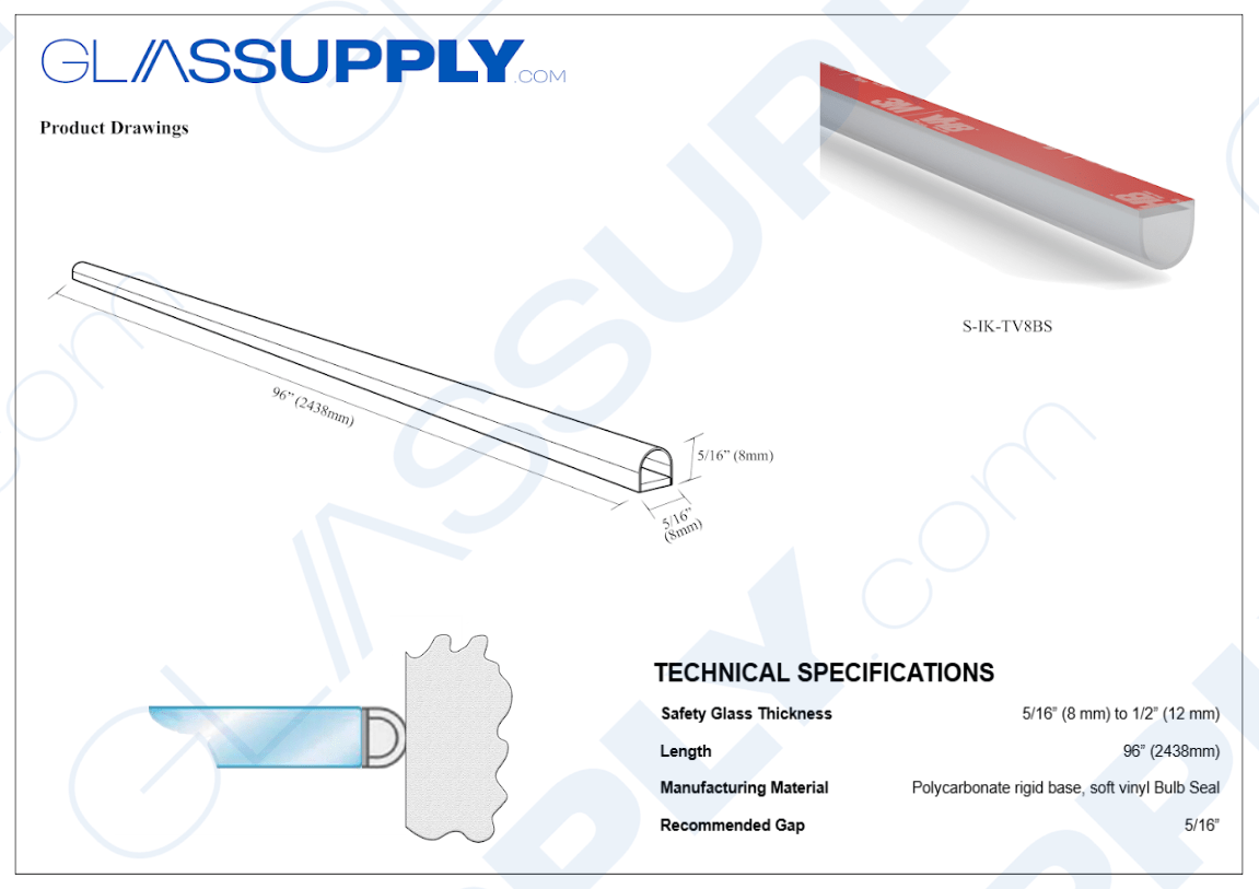 Translucent Vinyl Bulb Seal - 8mm