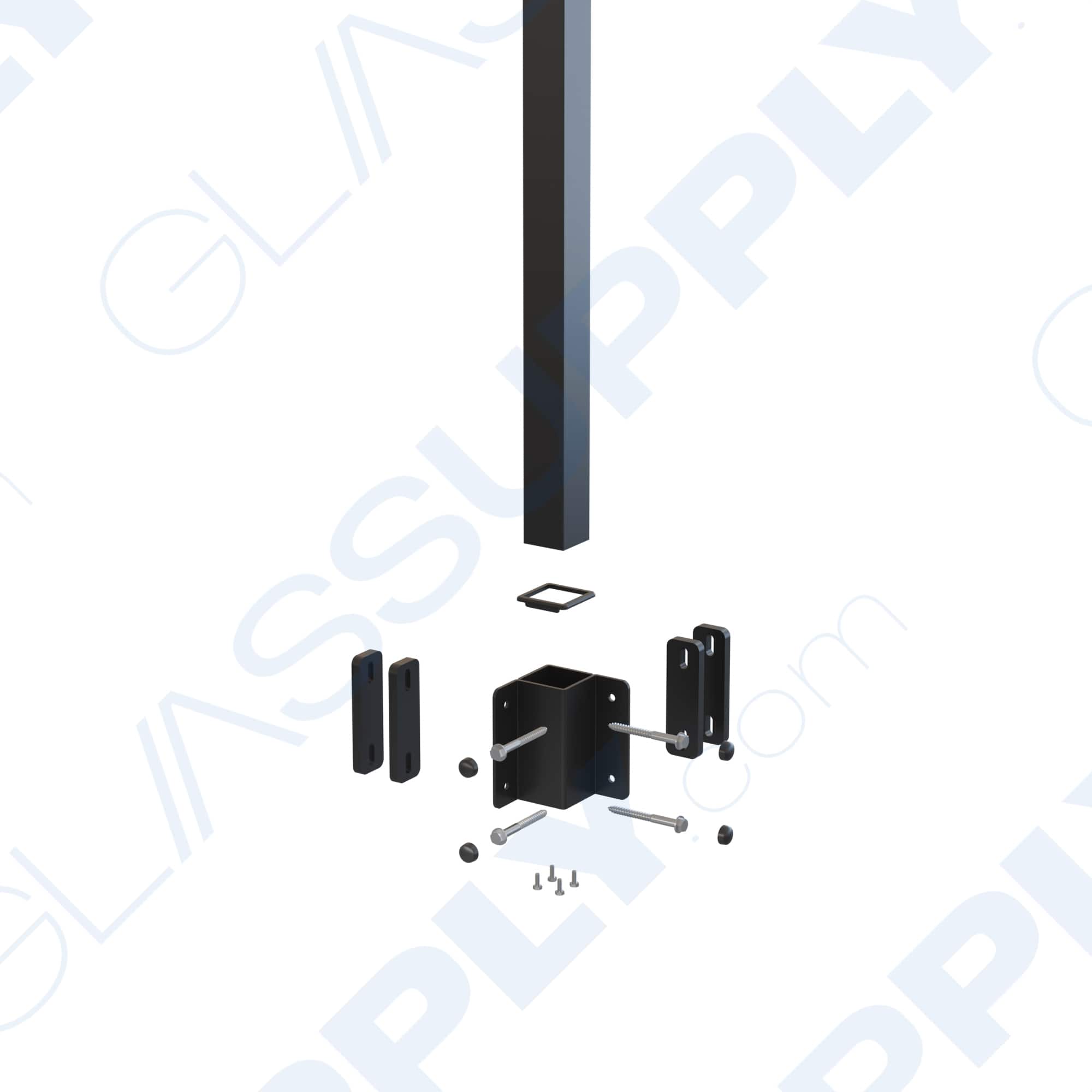 Inside Corner Fascia Mounted 2 1/4" Square Post Kit