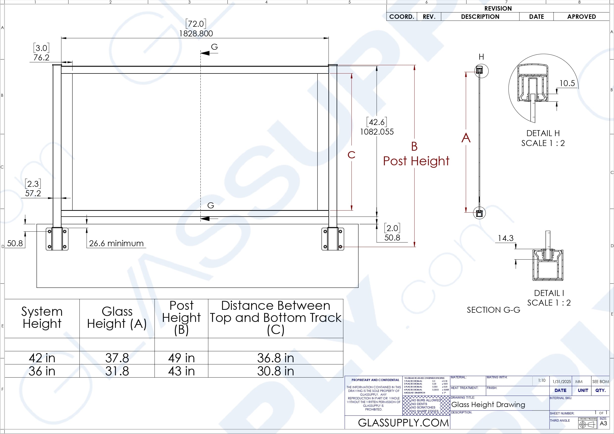 Straight Fascia Mounted 2 1/4" Square Post Kit 1